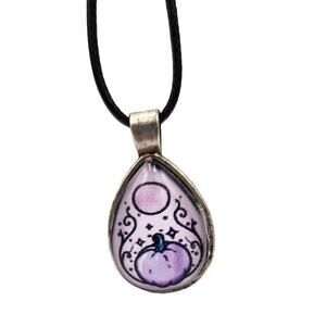 NEW Handmade Purple Witchy Pumpkin Halloween Pendant Necklace Keychain Bag Charm
